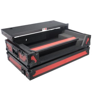 ProX Flight Case for Pioneer DDJ-FLX6 Digital Controller W-Laptop Shelf & Wheels | Black on Red - Image 9