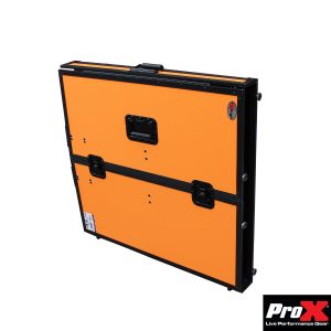 ProX Transformer Series DJ Folding Workstation Table - Fold Away W-Wheels | Black on Orange - Image 10
