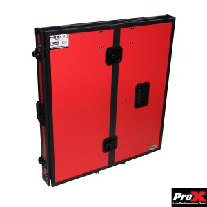 ProX Transformer Series DJ Folding Workstation Table - Fold Away W-Wheels | Black on Red - Image 7