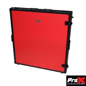 ProX Transformer Series DJ Folding Workstation Table - Fold Away W-Wheels | Black on Red - Image 8