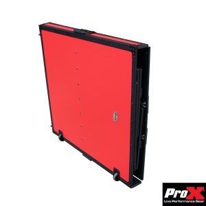 ProX Transformer Series DJ Folding Workstation Table - Fold Away W-Wheels | Black on Red - Image 9