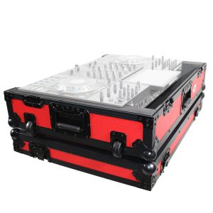 ATA Flight Case For Denon PRIME 4 DJ Controller with 1U Rack Space and Wheels - Red Black - Image 4