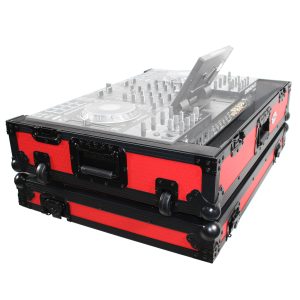 ATA Flight Case For Denon PRIME 4 DJ Controller with 1U Rack Space and Wheels - Red Black - Image 5