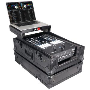 11" DJ Mixer Road Case W/Laptop Shelf for Rane 72 and Rane Seventy (Black on Black) - Image 3