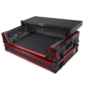 ProX Flight Case for Rane One 1U Rackspace, Sliding Laptop Shelf & Wheels & LED KIT - Limited Edition Red