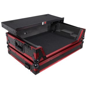 ProX Flight Case for Rane One 1U Rackspace, Sliding Laptop Shelf & Wheels & LED KIT - Limited Edition Red - Image 2