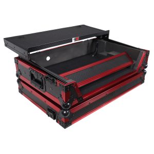 ProX Flight Case for Rane One 1U Rackspace, Sliding Laptop Shelf & Wheels & LED KIT - Limited Edition Red - Image 3