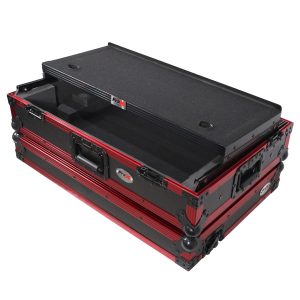 ProX Flight Case for Rane One 1U Rackspace, Sliding Laptop Shelf & Wheels & LED KIT - Limited Edition Red - Image 4