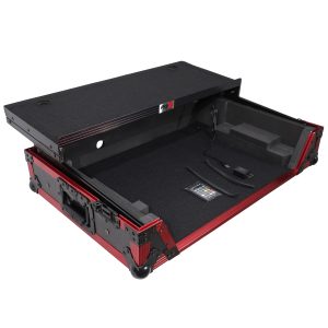 ProX Flight Case for Rane One 1U Rackspace, Sliding Laptop Shelf & Wheels & LED KIT - Limited Edition Red - Image 5