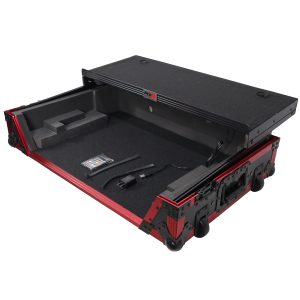 ProX Flight Case for Rane One 1U Rackspace, Sliding Laptop Shelf & Wheels & LED KIT - Limited Edition Red - Image 6