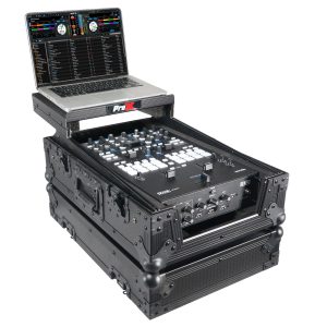 11" DJ Mixer Road Case W/Laptop Shelf for Rane 72 and Rane Seventy (Black on Black) - Image 4