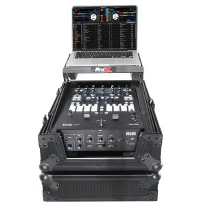 11" DJ Mixer Road Case W/Laptop Shelf for Rane 72 and Rane Seventy (Black on Black) - Image 6