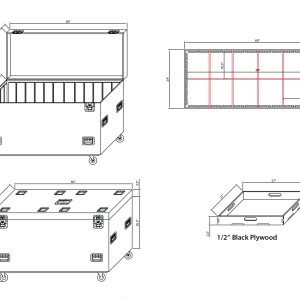 TruckPaX Heavy-Duty Truck Pack Utility Flight Case W-Divider and Tray Kit | W-4" Casters | 1/2 Inch Plywood | 24"X60"X36" - Image 15
