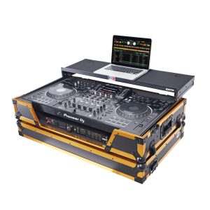 ATA Flight Case For Pioneer XDJ-XZ DJ Controller with Laptop Shelf 1U Rack Space and Wheels - Gold Black