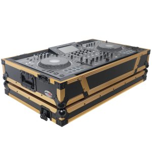 ATA Flight Case For Pioneer XDJ-XZ DJ Controller with 1U Rack Space and Wheels - Gold Black - Image 7