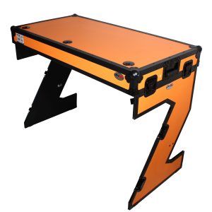 ProX DJ Z-Table Workstation | Flight Case Table Portable W-Handles and Wheels | Black on Orange - Image 12