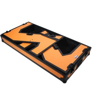 ProX DJ Z-Table Workstation | Flight Case Table Portable W-Handles and Wheels | Black on Orange - Image 13