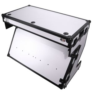 DJ Z-Table Workstation | Flight Case Table Portable with Handles and Wheels Black and White Finish - Image 4