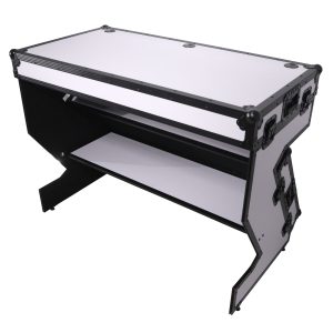 DJ Z-Table Workstation | Flight Case Table Portable with Handles and Wheels Black and White Finish - Image 5