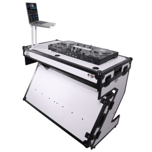 DJ Z-Table Workstation | Flight Case Table Portable with Handles and Wheels Black and White Finish - Image 2