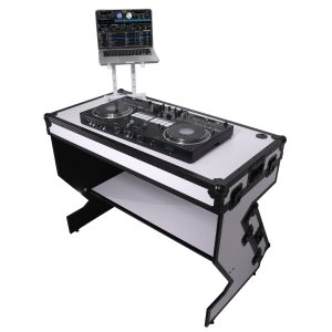 DJ Z-Table Workstation | Flight Case Table Portable with Handles and Wheels Black and White Finish - Image 3