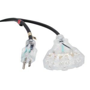 25 Ft. 120VAC NEMA 15 Male to 3 Socket Female Power-Extension Cord 14 AWG