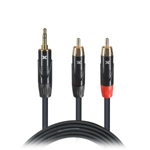 25 Ft. Unbalanced 1/8" (3.5mm) Mini TRS-M to Dual RCA-M High Performance Audio Cable