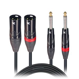 10 Ft. Unbalanced Dual 1/4" TS-M to Dual XLR-M High Performance Audio Cable