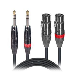 3 Ft. Balanced Dual 1/4" TRS-M to Dual XLR3-F High Performance Audio Cable