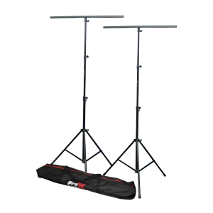 ProX DJ Lighting Stand PACKAGE w 2 stands square T-BARS carry case 9ft Height