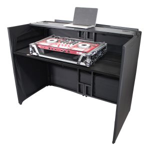 MESA MEDIA MK2 DJ Facade Table Workstation Includes TV Bracket Mount White & Black Scrims and Carry Bag - Image 11