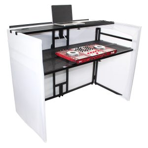 MESA MEDIA MK2 DJ Facade Table Workstation Includes TV Bracket Mount White & Black Scrims and Carry Bag - Image 13