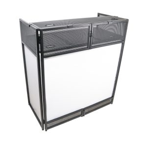 VISTA DJ Booth Facade Table Station with White / Black Scrim kit and Padded Travel Bag | Black Hardware - Image 7