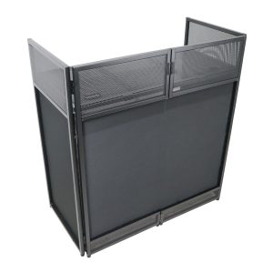VISTA DJ Booth Facade Table Station with White / Black Scrim kit and Padded Travel Bag | Black Hardware - Image 3