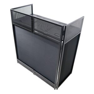 VISTA DJ Booth Facade Table Station with White / Black Scrim kit and Padded Travel Bag | Black Hardware - Image 2