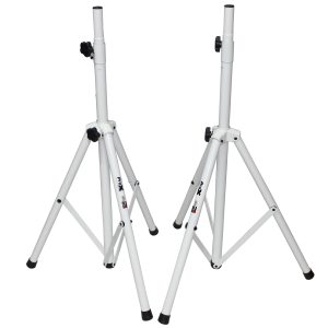 White Heavy-Duty All Metal Speaker Tripod Stand Set of 2, 4-7 ft. (44"-84") Cloud Series - Image 2