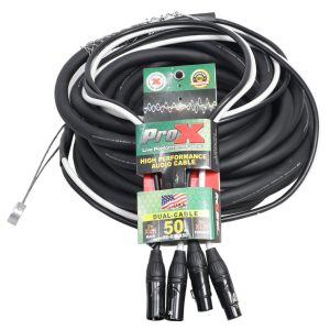 ProX 50 Ft. Balanced Dual XLR-M to Dual XLR-F High Performance Audio Cable - Image 2