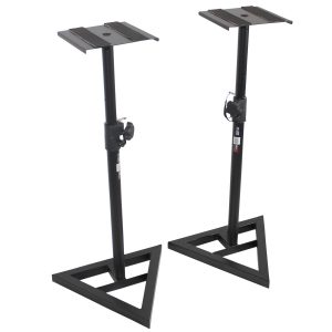 Pair of Studio Monitor Stands Speaker Platform Telescoping Height Adjustment W-Rubberized Platform and Wide Base - Image 2