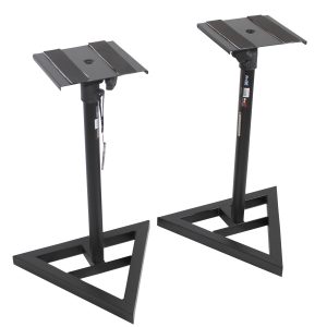 Pair of Studio Monitor Stands Speaker Platform Telescoping Height Adjustment W-Rubberized Platform and Wide Base - Image 3
