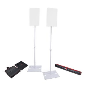 POLARIS Portable Speaker and Lighting Dual Stand Kit with Base Plate, Telescoping Pole, and Carry Bags - White Finish