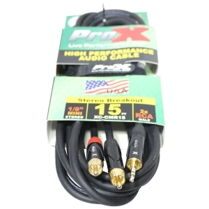 15 Ft. Unbalanced 1/8" (3.5mm) Mini TRS-M to Dual RCA-M High Performance Audio Cable - Image 2