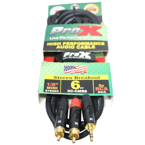 6 Ft. Unbalanced 1/8" (3.5mm) Mini TRS-M to Dual RCA-M High Performance Audio Cable - Image 2