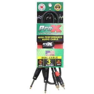 3 Ft. Unbalanced Dual 1/4" TS-M to Dual RCA-M High Performance Audio Cable - Image 3