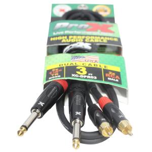 3 Ft. Unbalanced Dual 1/4" TS-M to Dual RCA-M High Performance Audio Cable - Image 2