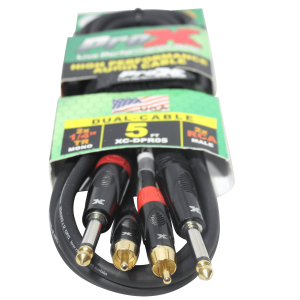 5 Ft. Unbalanced Dual 1/4" TS-M to Dual RCA-M High Performance Audio Cable - Image 2
