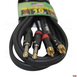 10 Ft. Unbalanced Dual 1/4" TS-M to Dual RCA-M High Performance Audio Cable - Image 2