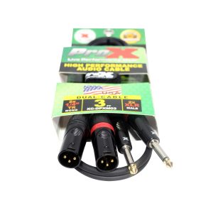 3 Ft. Unbalanced Dual 1/4" TS-M to Dual XLR-M High Performance Audio Cable - Image 2