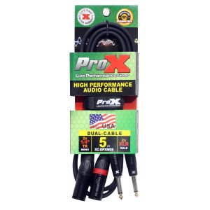 5 Ft. Dual 1/4" Unbalanced TS-M to Dual XLR3-M High Performance Audio Cable - Image 3