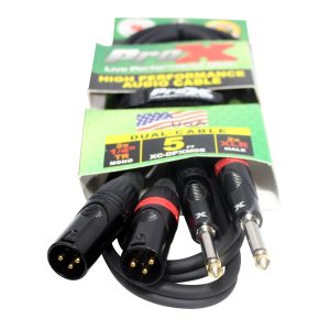 5 Ft. Dual 1/4" Unbalanced TS-M to Dual XLR3-M High Performance Audio Cable - Image 2