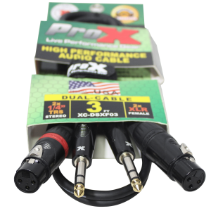 3 Ft. Balanced Dual 1/4" TRS-M to Dual XLR3-F High Performance Audio Cable - Image 2